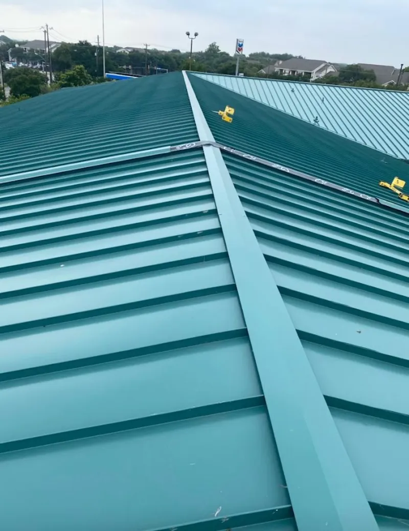 Green commercial metal roof ridge and valley for Metal Roof Repair in Layton